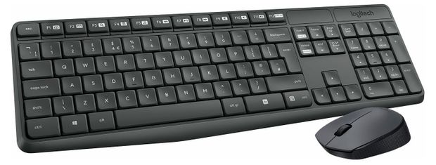 Комплект клавиатура мышь Logitech MK235 беспроводной черный 1800₽