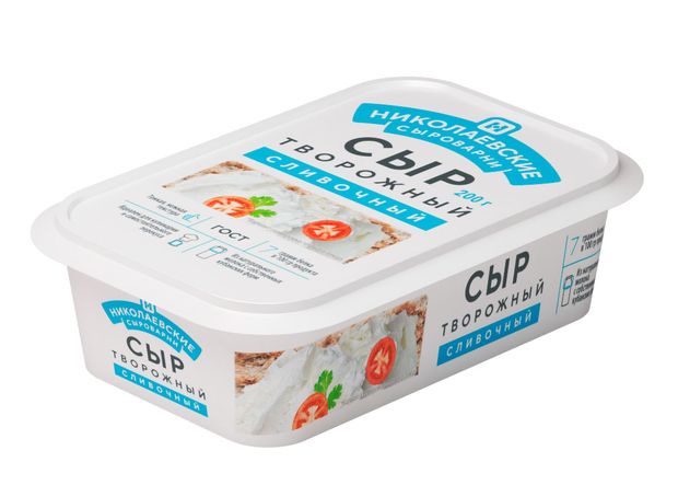 Сыр творожный сливочный Николаевские сыроварни ГОСТ 60 БЗМЖ 200 г 250₽