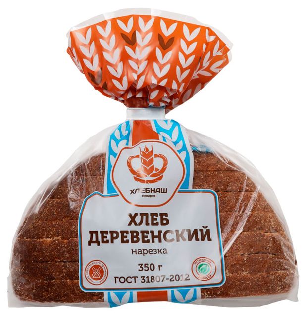 Хлеб Хлебнаш Деревенский ржано-пшеничный половинка нарезка, 350 г