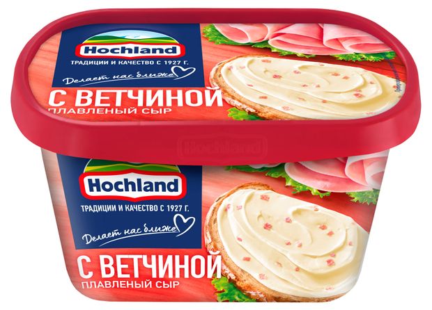 Сыр плавленый с ветчиной Hochland ванночка 55 БЗМЖ 400 г 280₽