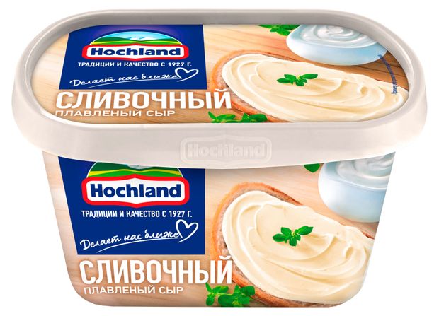 Сыр плавленый сливочный Hochland ванночка 55 БЗМЖ 400 г 280₽