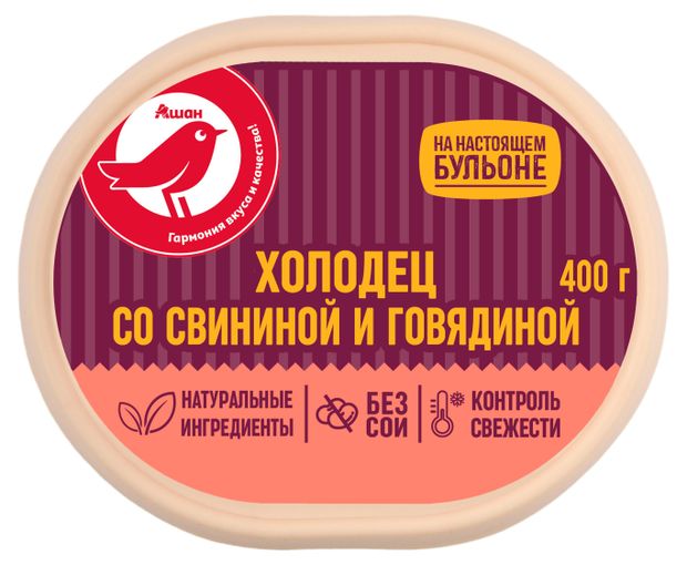 Холодец АШАН Красная птица из свинины и говядины 400 г 190₽