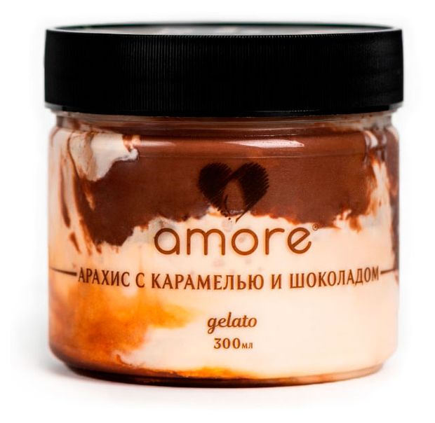 Мороженое молочное ореховое Amore Джелато Арахис с карамелью и шоколадом БЗМЖ, 300 мл