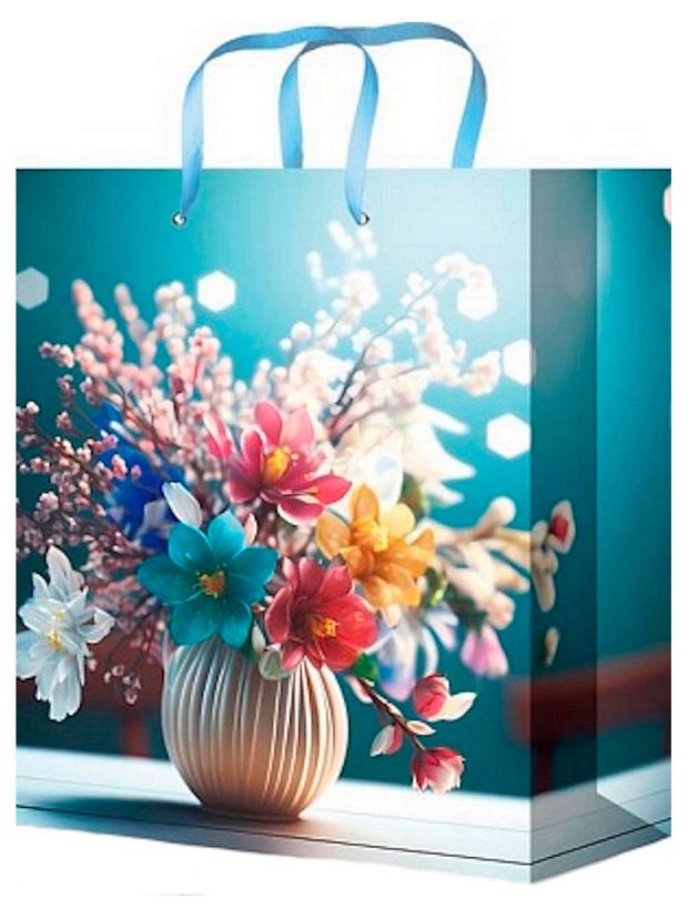 Пакет подарочный Miland Optima Цветы 26,4х32,7х8 см, 1 шт в ассортименте