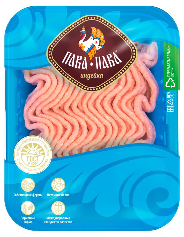 Фарш из мяса индеек Пава Пава охлажденный 450 г 265₽