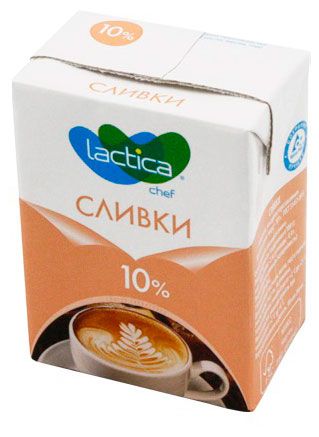 Сливки питьевые Lactica ультрапастеризованные 10%, 200 мл