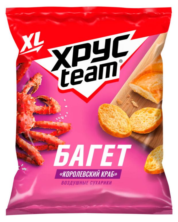Сухарики воздушные Хрусteam Багет Королевский краб 100 г 90₽