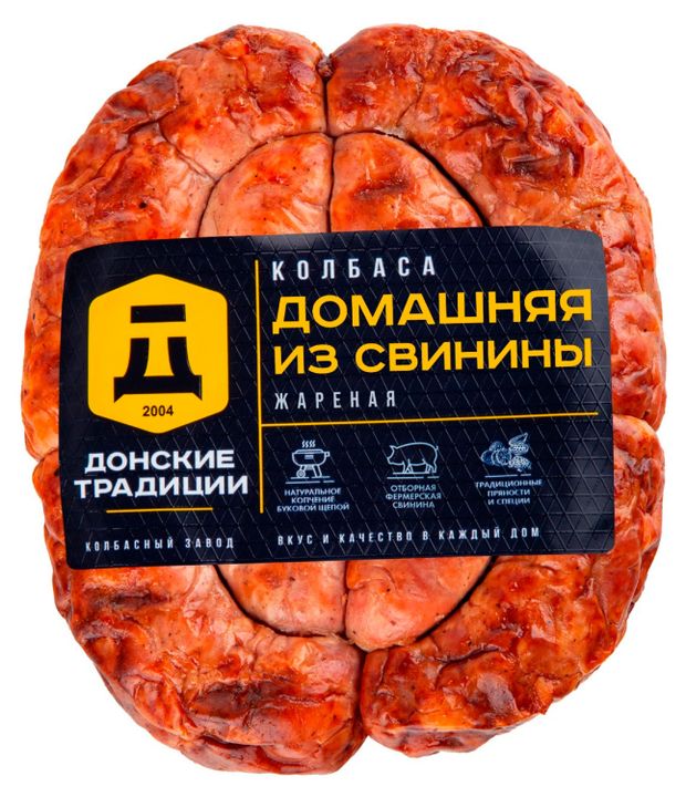 Колбаса полукопченая Донские Традиции Домашняя жареная из свинины, ~ 500 г