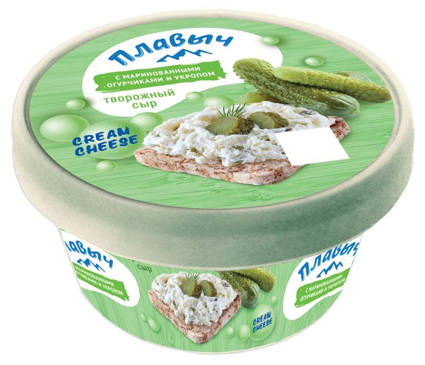 Сыр творожный с маринованными огурчиками и укропом Плавыч 60% БЗМЖ, 130 г