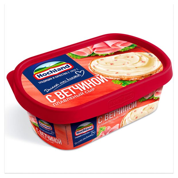 Сыр плавленый с ветчиной Hochland ванночка 55 БЗМЖ 200 г 160₽