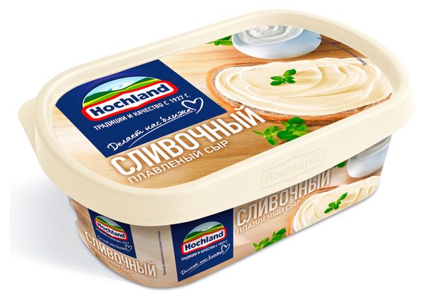 Сыр плавленый сливочный Hochland ванночка 55 БЗМЖ 200 г 160₽