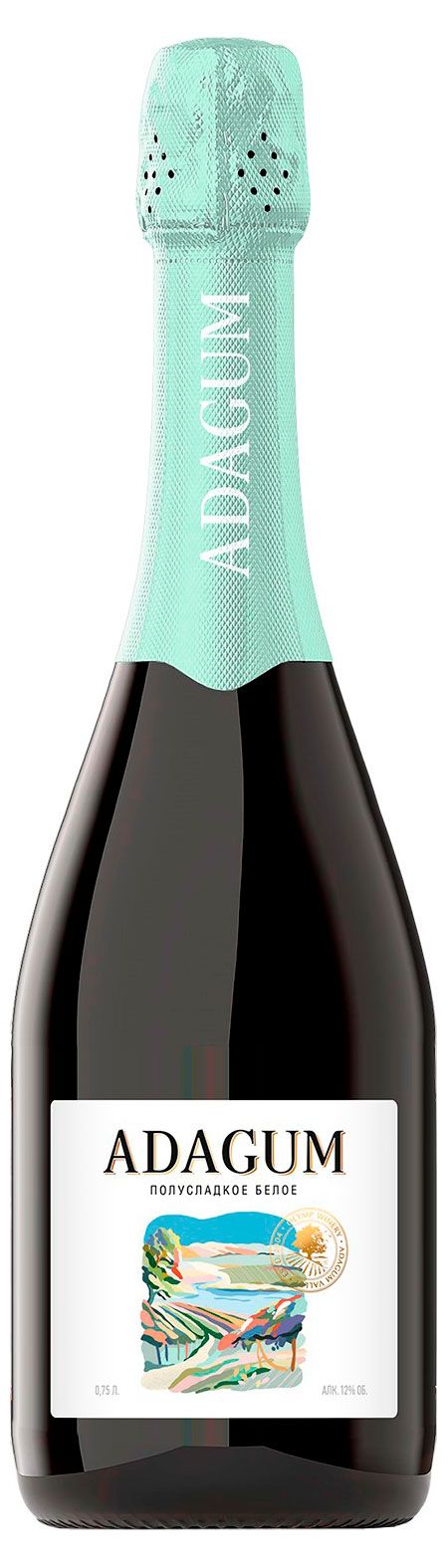 Игристое вино Адагум белое полусладкое Россия, 0,75 л