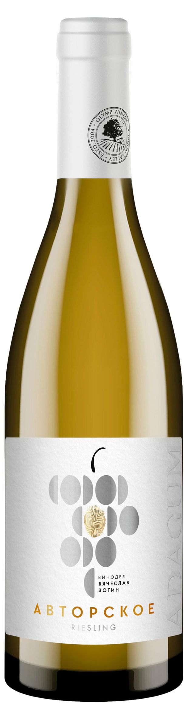 Вино Авторское Рислинг белое сухое Россия, 0,75 л