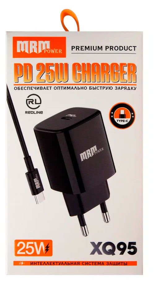 Сетевое зарядное устройство Red Line GC-06 USB-C PD25W черное Кабель TYPE-C-TYPE-C 1 м 1300₽