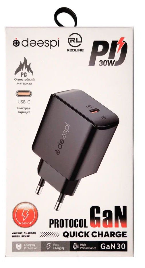 Сетевое зарядное устройство Red Line GC-03 USB-C PD30W черное 900₽