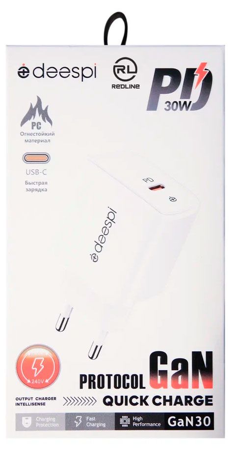 Сетевое зарядное устройство Red Line GC-03 USB-C PD30W белое