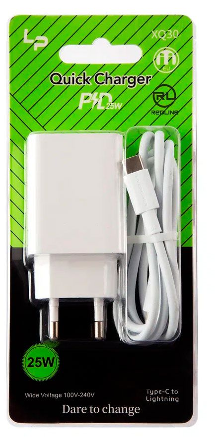 Сетевое зарядное устройство Red Line LP GC-07 PD25W белое + Кабель TYPE-C-8PIN, 1 м