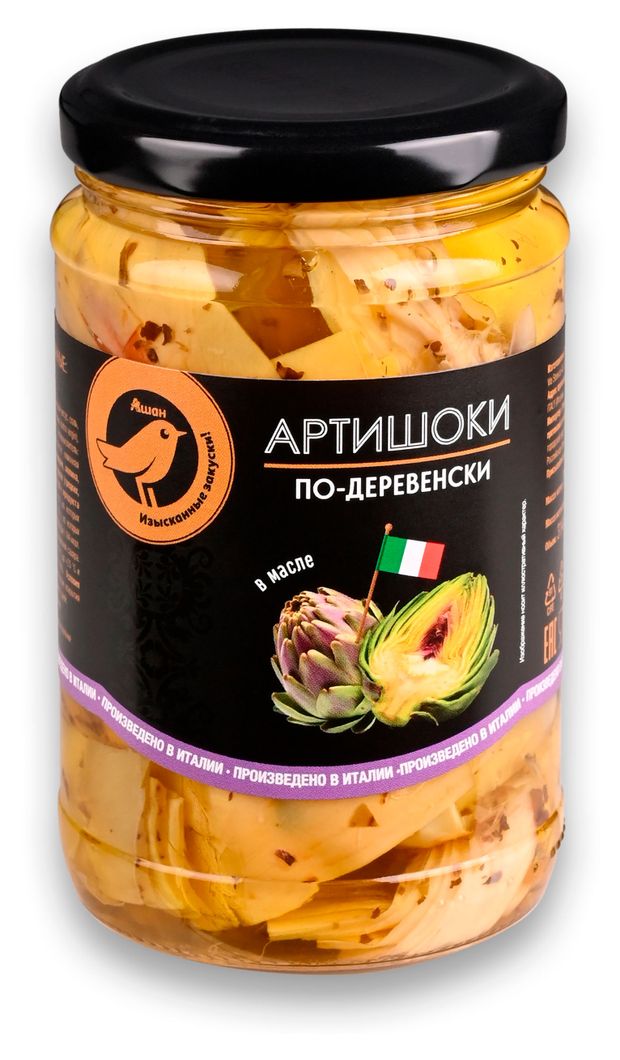 Артишоки АШАН Золотая птица по-деревенски в масле Италия 314 мл 330₽