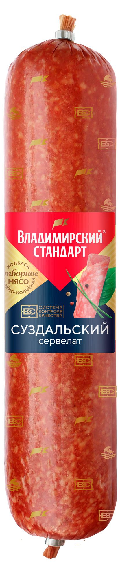Колбаса варено-копченая Владимирский стандарт Сервелат Суздальский, ~ 900 г