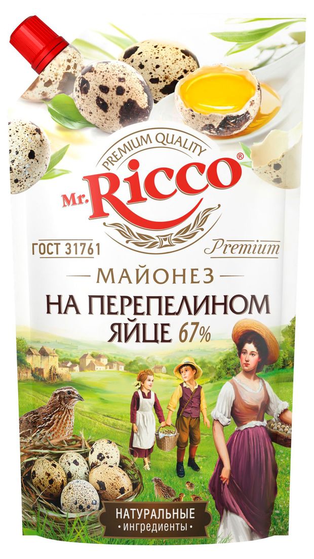 Майонез на перепелиных яйцах Mr.Ricco 67% охлажденный, 400 мл