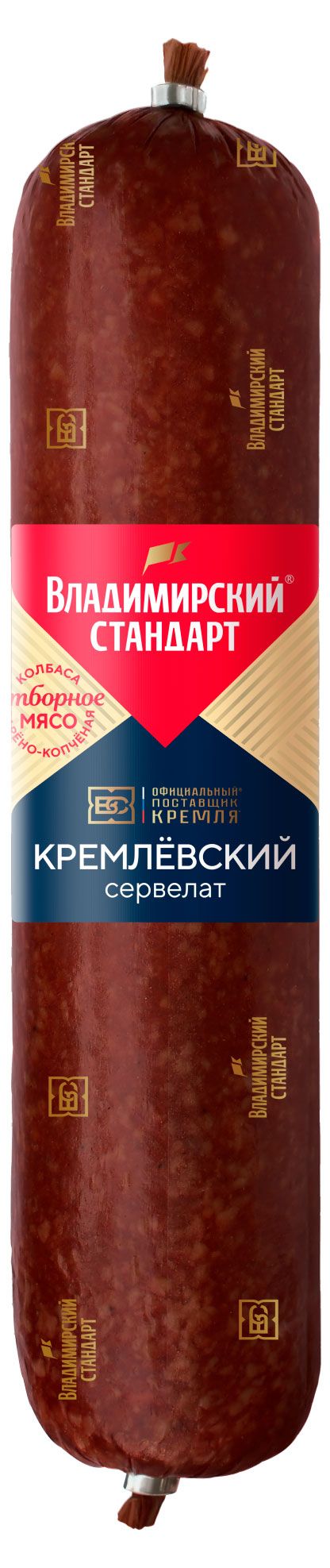 Колбаса варено-копченая Владимирский стандарт Сервелат Кремлевский, ~ 1 кг