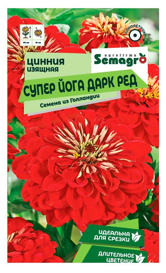 Семена СамАгро Цинния георгиноцветковая Супер Йога Дарк Ред, 0,2 г
