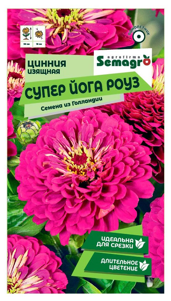 Семена СамАгро Цинния георгиноцветковая Супер Йога Роуз, 0,2 г