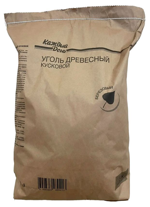 Уголь древесный Каждый день березовый кусковой, 5 кг