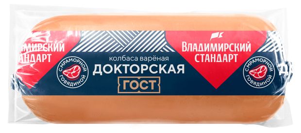 Колбаса вареная Владимирский стандарт Докторская с мраморной говядиной ГОСТ, 500 г