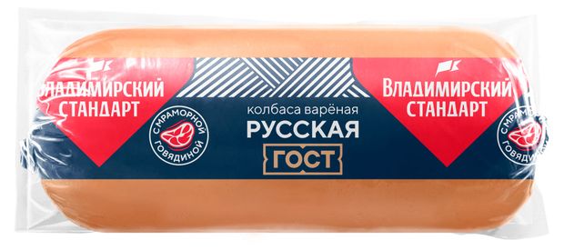 Колбаса вареная Владимирский стандарт Русская с мраморной говядиной ГОСТ, 500 г