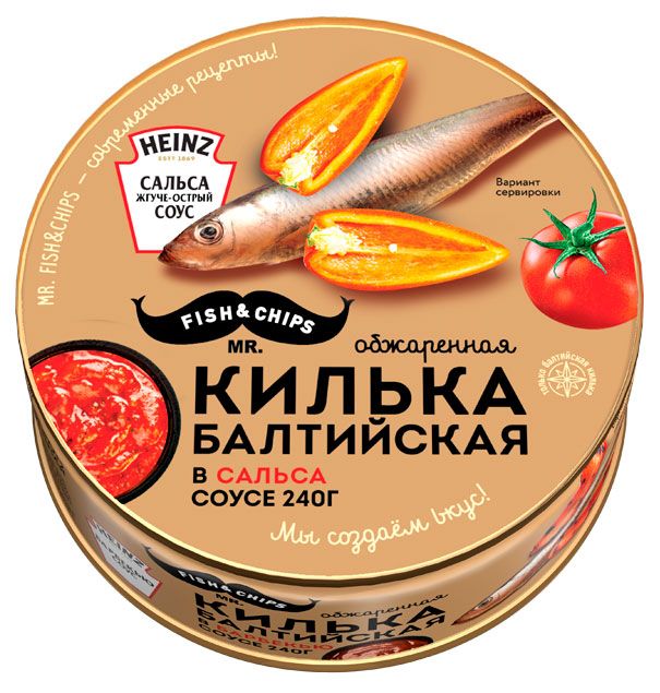 Килька балтийская Mr Fish amp Chips обжаренная в соусе сальса 240 г 170₽