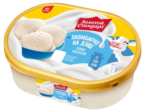 Мороженое пломбир Золотой Стандарт ванильный 12 БЗМЖ 445 г 400₽