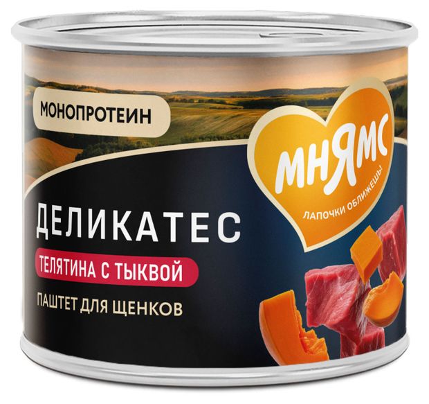 Корм влажный для щенков всех пород Мнямс Деликатес Паштет из телятины с тыквой Асадо по-аргентински 200 г 220₽