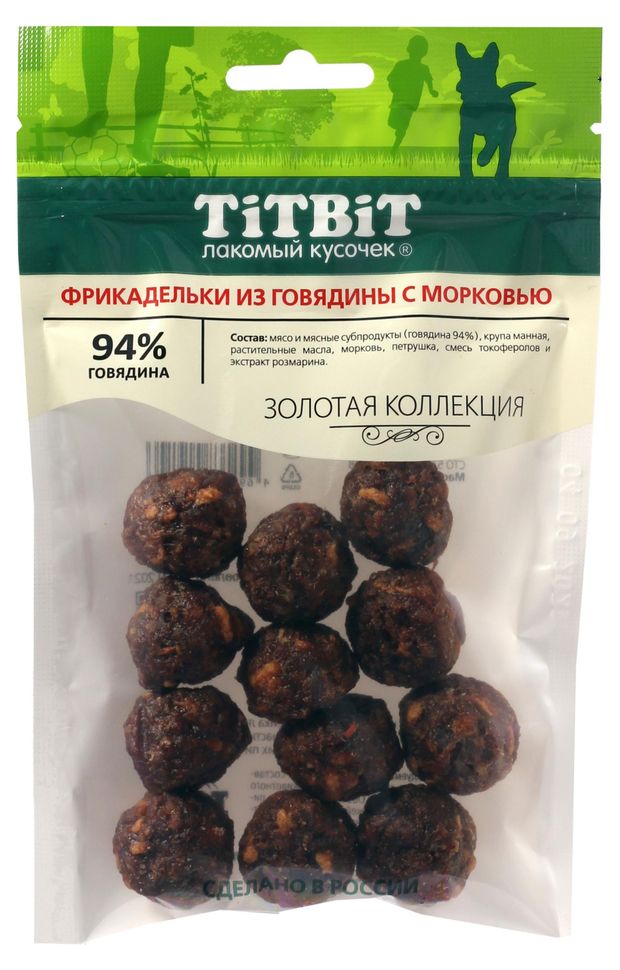 Лакомство для собак TiTBiT Фрикадельки из говядины с морковью, 70 г