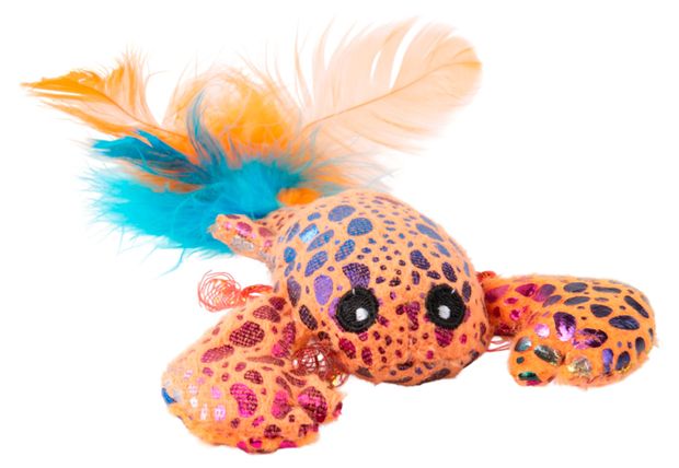 Игрушка для кошек MrKranch Лобстер плюшевая с кошачьей мятой и перышками 9 см голубая 1 шт 290₽
