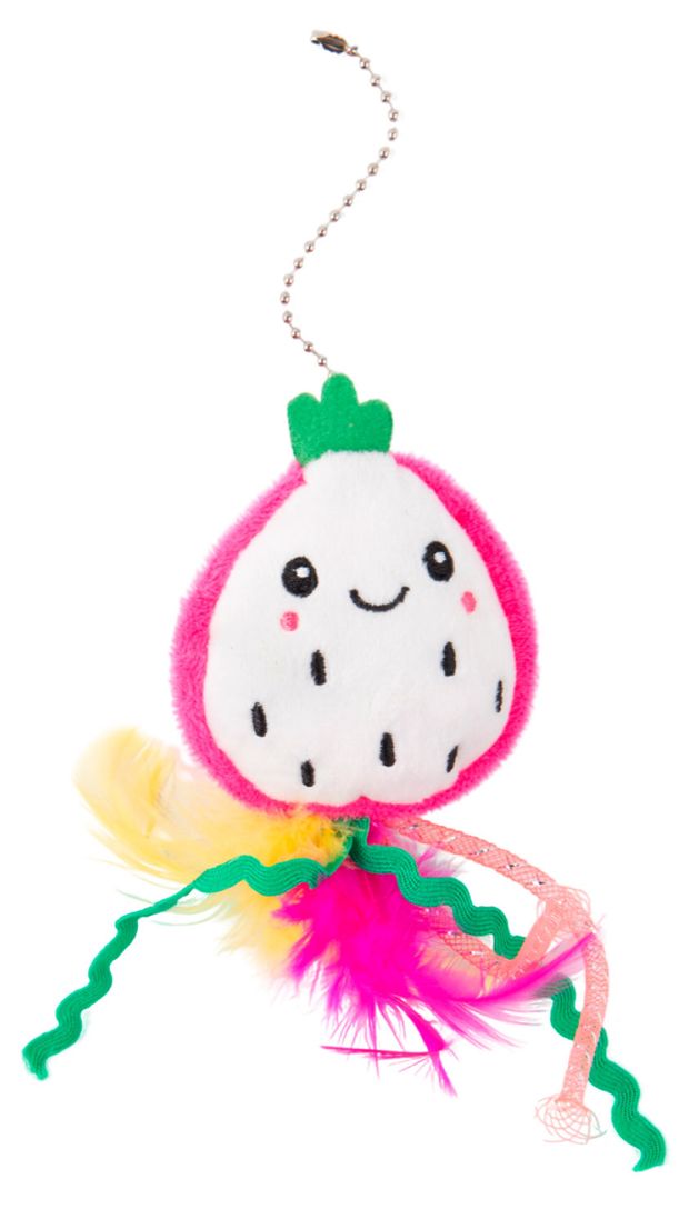 Игрушка для кошек Mr.Kranch Питахайя плюшевая с кошачьей мятой и перышками 19 см зеленая, 1 шт