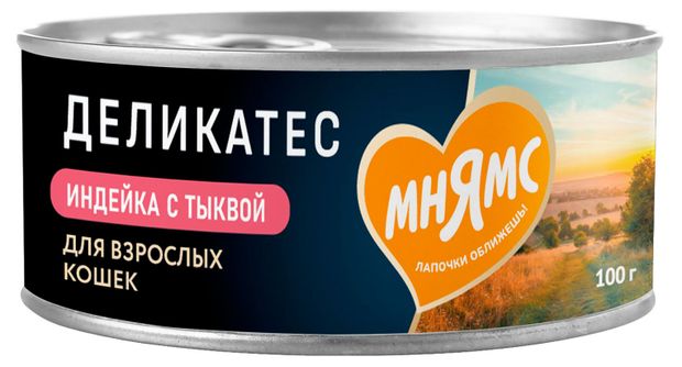 Корм влажный для кошек Мнямс Деликатес Индейка с тыквой Паштет по-оксфордски, 100 г