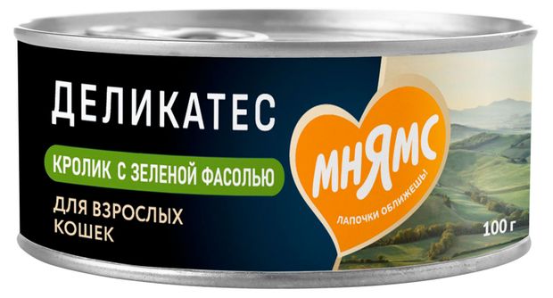 Корм влажный для кошек Мнямс Деликатес Кролик с зеленой фасолью Паштет по-мальтийски, 100 г