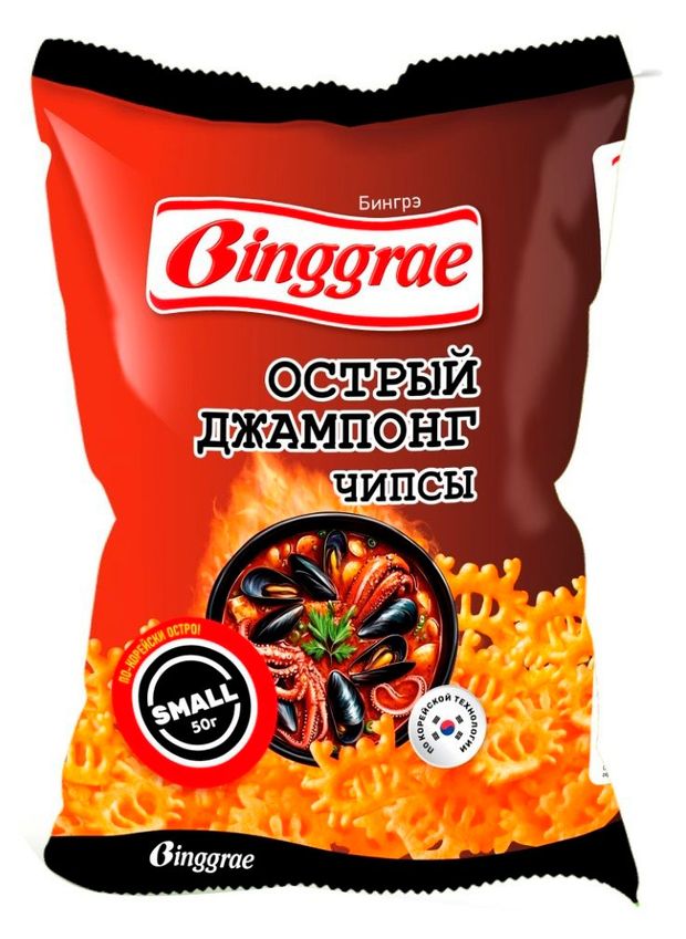Чипсы Binggrae Джанпонг Острый со вкусом морепродуктов, 40 г