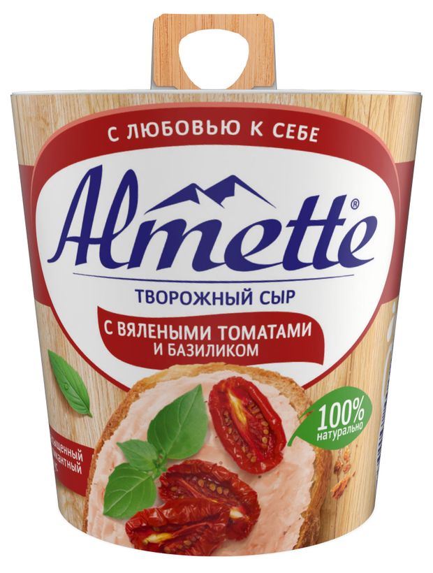 Сыр творожный Almette с вялеными томатами и базиликом 60% БЗМЖ, 150 г