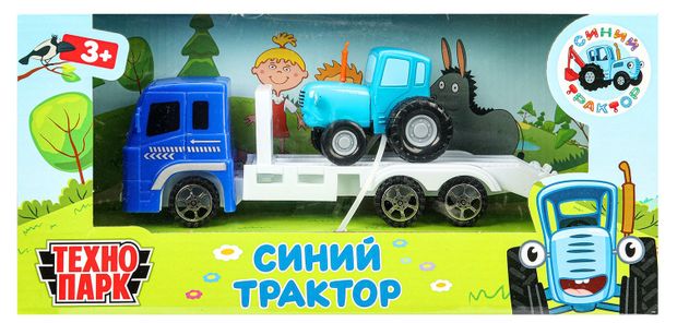 Набор игровой Технопарк Синий Трактор с автоперевозчиком