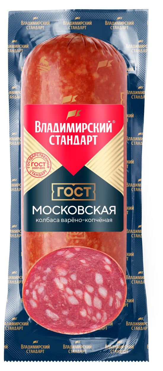 Колбаса варено-копченая Владимирский стандарт Московская ГОСТ, 350 г
