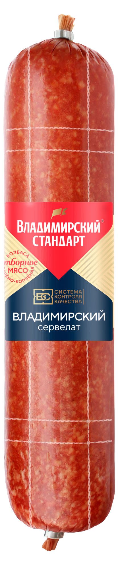 Колбаса варено-копченая Владимирский стандарт Сервелат Владимирский 07 кг 440₽
