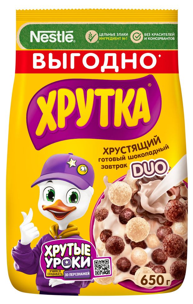 Готовый завтрак ХРУТКА DUO шоколадный обогащенный кальцием 650 г 290₽