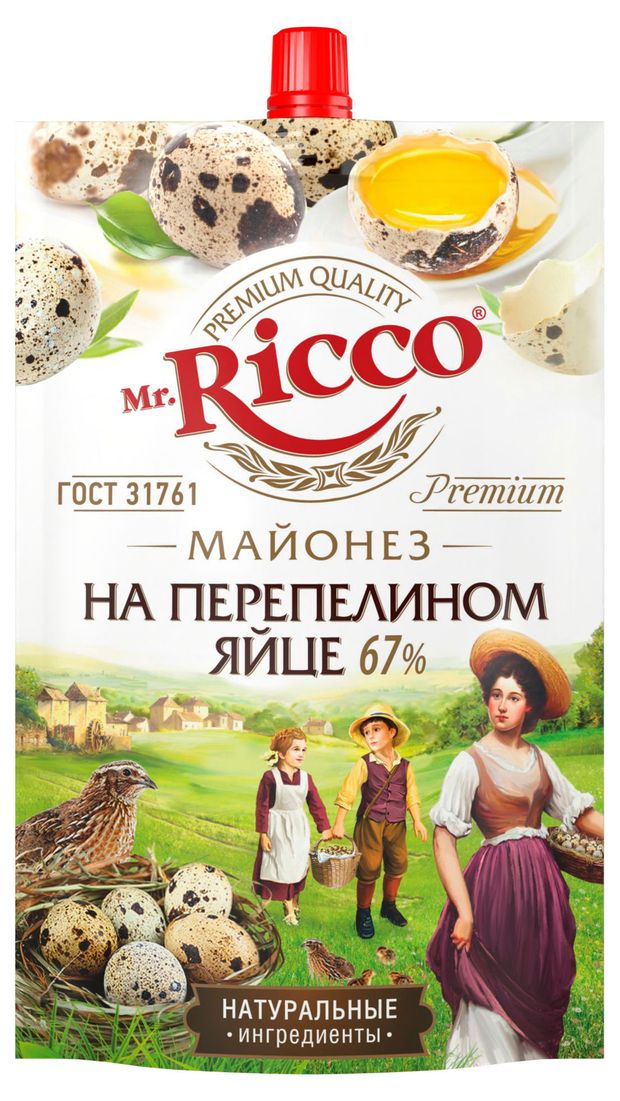 Майонез Mr.Ricco На перепелином яйце 67% охлажденный, 220 мл