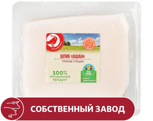 Шпик свиной АШАН Красная птица Сельский с чесноком 650 г 350₽