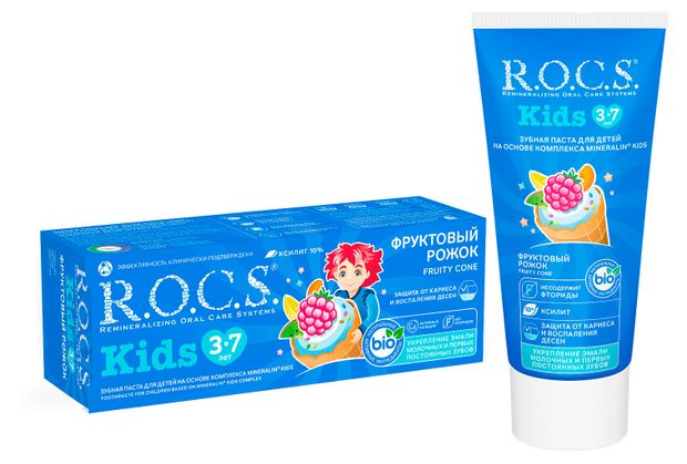 Зубная паста R.O.C.S. для детей Фруктовый рожок, без фтора, 45 г