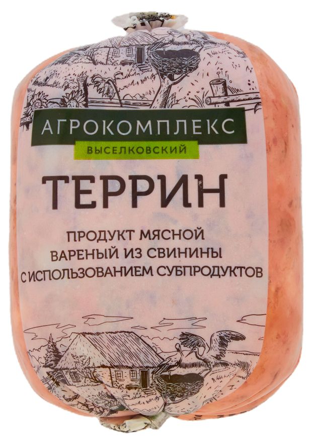 Продукт мясной Террин вареный Агрокомплекс Выселковский из свинины с использованием субпродуктов охлажденный 400 г 205₽