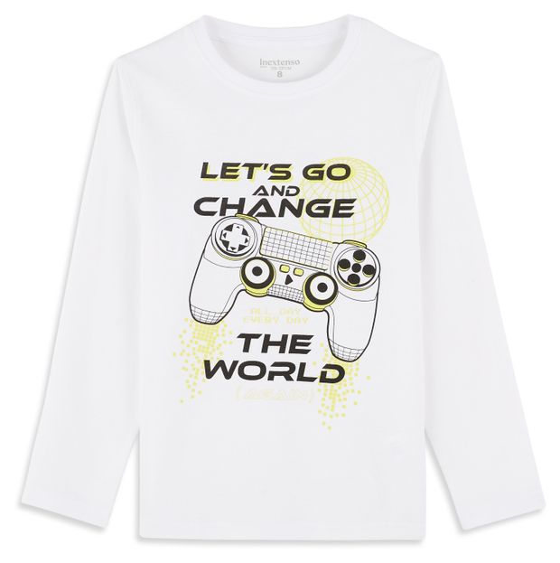 Футболка для мальчика InExtenso с длинным рукавом белая, р 3-14