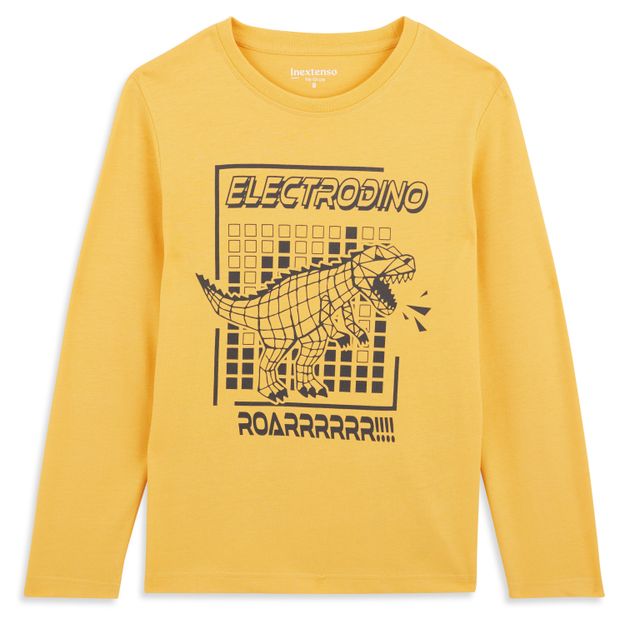 Футболка для мальчика InExtenso Electrodino с длинным рукавом желтая, р 3-14